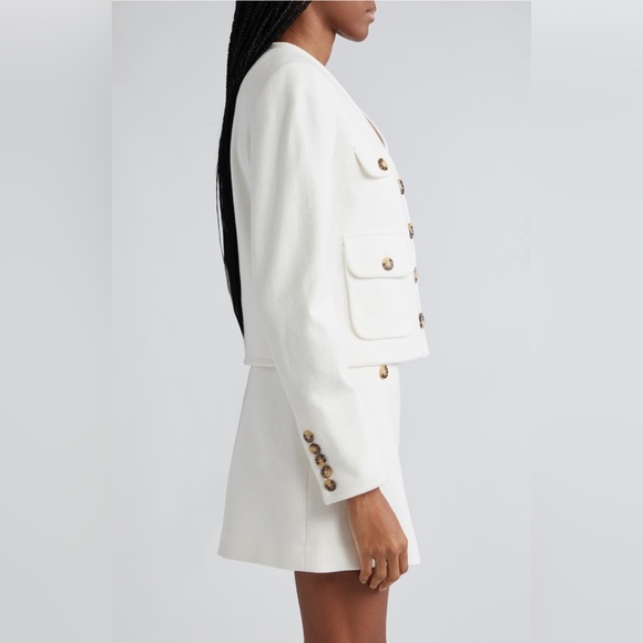 New! Veronica Beard Isola Blazer Jacket Off White Cream Ivory Cotton Size 14 - Picture 3 of 15